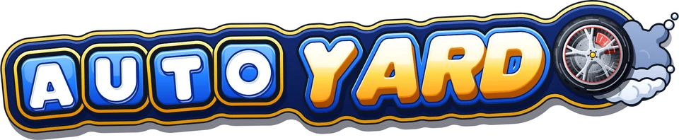 Auto Yard logosu: mavi AUTO ve sarı YARD harfleri, yanında dumanlı bir lastik