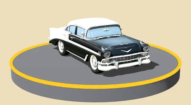 Chevrolet Bel Air döner tablada, önden görünüm