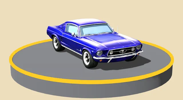 Ford Mustang döner tablada, önden görünüm